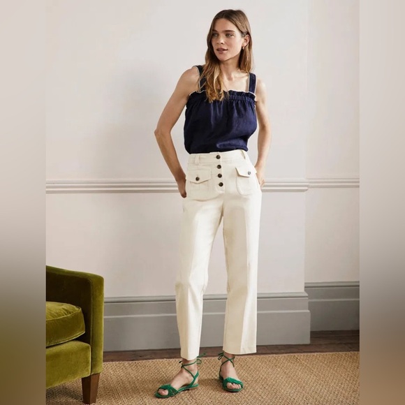 Boden Sz 16/18 Carrie High Waisted Trousers Button Fly Wide Leg Pants R0121 - Picture 1 of 9